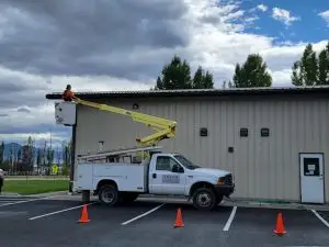 Talco Electrician working at CM Manufacturing.missoula electrical contractors, commercial electrical application